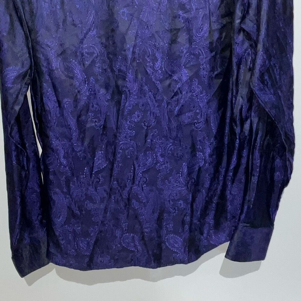 Coofandy Men's Purple Black Paisley Jacquard Button Down Shirt Size Medium - Picture 7 of 9